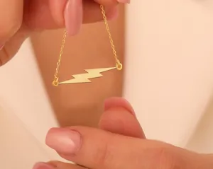Lightning Bolt Necklace | Gold Plated Minimalist Pendant – 1