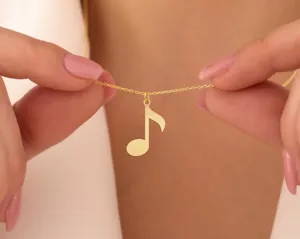 Music Note Necklace – Minimalist Eighth Note Pendant in 925 Sterling Silver – 1