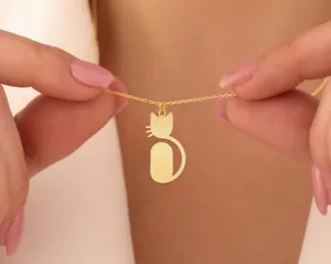 Cat Necklace: Minimalist Silhouette Pendant for Cat Lovers – 1