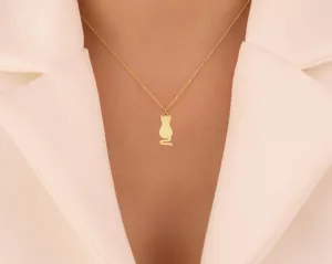 Cat Necklace - Sleek Minimalist Cat Silhouette Pendant – 3