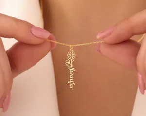 Flower Name Necklace - Custom Personalized Floral Pendant – 1