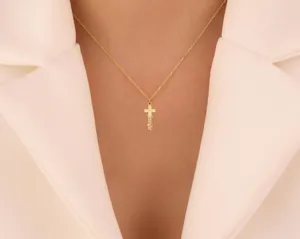 Personalized Cross Name Necklace – Custom Faith Pendant in Sterling Silver – 3