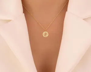 Cancer Zodiac Necklace: Handmade 925 Sterling Silver Astrology Pendant – 3