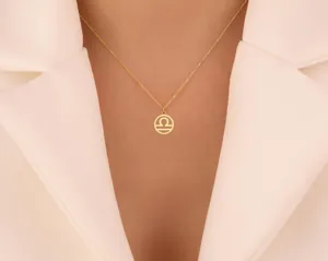 Libra Zodiac Necklace: Gold-Plated Sterling Silver Astrology Pendant – 3