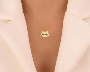 Personalized Cat Name Necklace: Custom Kitty Face Pendant – 4