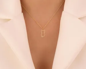 Minimalist Cat Outline Necklace in 925 Sterling Silver – 3
