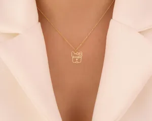 Custom French Bulldog Name Necklace – Gold Plated Pet Jewelry – 3