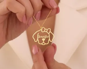 Personalized Golden Retriever Necklace: Custom Dog Name Pendant in Gold, Rose Gold or Silver – 2