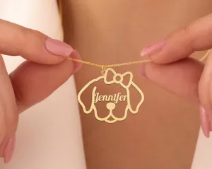 Personalized Golden Retriever Necklace: Custom Dog Name Pendant in Gold, Rose Gold or Silver – 1