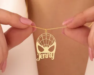 Spiderman Name Necklace – Personalized Custom Pendant in 925 Sterling Silver – 2