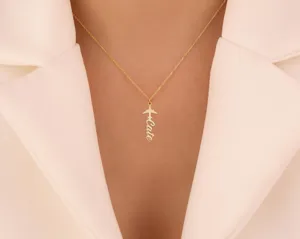 Personalized Airplane Name Necklace: Custom Travel Jewelry in Sterling Silver – 3