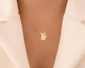 Pikachu Necklace – Gold Plated Sterling Silver Pokémon Inspired Charm – 3