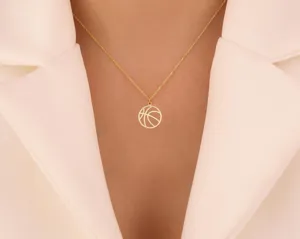 Basketball Necklace Pendant in 925 Sterling Silver with Gold Plating – 3