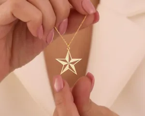 Texas Star Necklace – Western Gold Plated Lone Star Pendant – 2