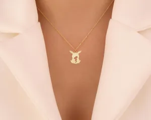 Pikachu Necklace – Cute Pokémon Silhouette Pendant with Lightning Bolt Charm – 3