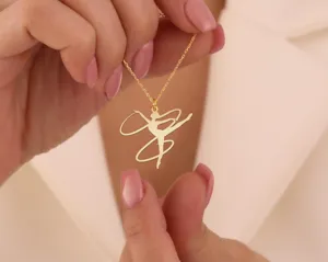 Ballerina Necklace with Ribbon Silhouette in Gold Plated Silver – 2