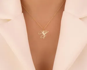 Ballerina Necklace with Ribbon Silhouette in Gold Plated Silver – 3