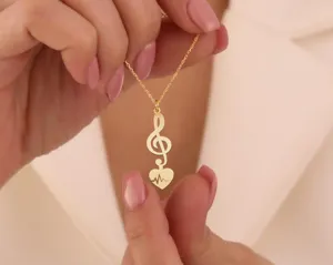 Custom Symbol Pendant Necklace with Heartbeat, Music Note & Icons – 2