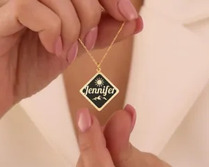 Custom Name Necklace with Changeable Icon – Personalized Nature Pendant – 2