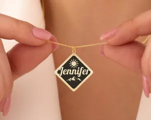 Custom Name Necklace with Changeable Icon – Personalized Nature Pendant – 1