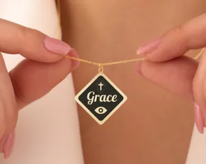 Double Sided Name Necklace with Custom Icon in Sterling Silver – 3