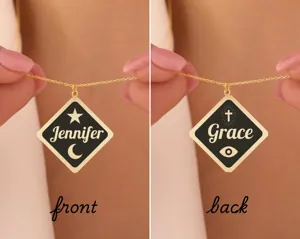 Double Sided Name Necklace with Custom Icon in Sterling Silver – 2
