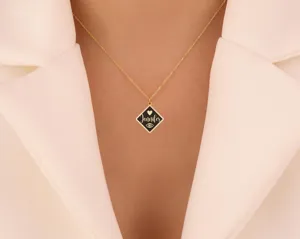 Custom QR Code Necklace with Name: Gold Plated Secret Message Pendant – 4