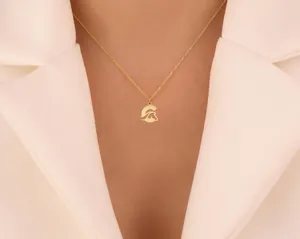 Personalized Horse Necklace with Initial in Sterling Silver – 3