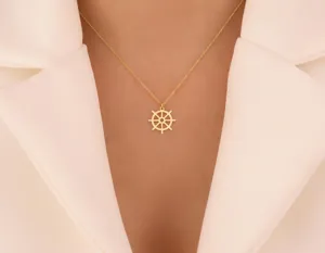 Nautical Wheel Necklace in Gold Plated 925 Sterling Silver – 2