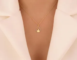Flame Pendant Necklace: Gold Plated Sterling Silver Chain – 2