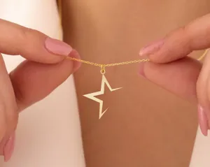 Star Pendant Necklace in Gold Finish, Minimalist Celestial Charm – 1