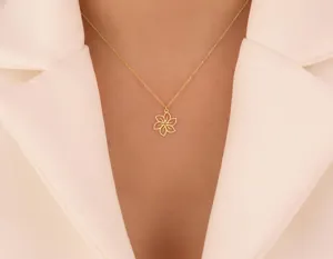 Flower Pendant Necklace: Minimalist Sterling Silver Floral Design – 2