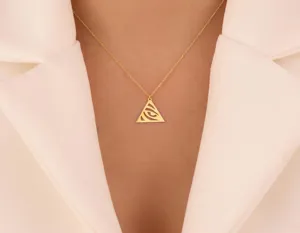 Eye Pendant Necklace: Gold Finish Minimalist Triangle Jewelry – 3