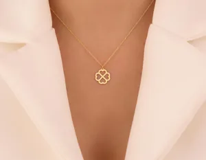 Four Leaf Clover Pendant Necklace in Gold, Rose Gold or Silver – 3