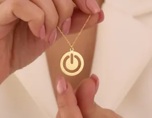 Power Symbol Necklace – Gold Plated Minimalist Pendant – 1