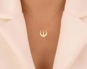 Andor Ferrix Rebellion Necklace – Gold Plated Sterling Silver Sci-Fi Symbol Pendant – 3