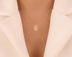 Owl Necklace – Custom Owl Initial Necklace – Personalized Letter Pendant – 3