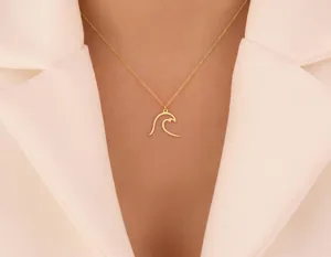 Abstract Wave Arc Pendant: Minimalist 925 Sterling Silver Necklace – 3