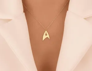Star Trek Pendant Necklace: 0.6 Inch Star Charm in Gold, Rose Gold or Silver – 3
