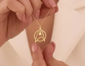Starfleet Pendant Necklace: Gold Tone Sci-Fi Minimalist Design – 2