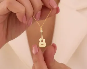 Guitar Pendant Necklace in Gold Plated Sterling Silver – 2