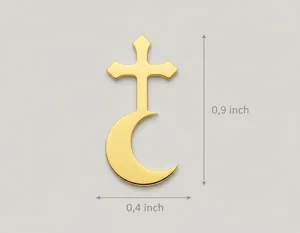 Cross and Crescent Moon Necklace – Gold Plated Faith Pendant – 3
