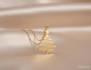 Christmas Tree Pendant Necklace in Gold Plated 925 Sterling Silver – 3