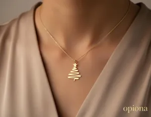Christmas Tree Pendant Necklace in Gold Plated 925 Sterling Silver – 1