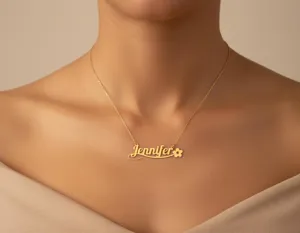Personalized Name Necklace with Floral Design in Gold Plated Sterling Silver – 2