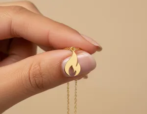 Flame Pendant Necklace in 925 Sterling Silver, Gold or Rose Gold – 3