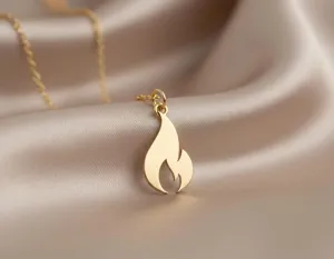 Flame Pendant Necklace in 925 Sterling Silver, Gold or Rose Gold – 1