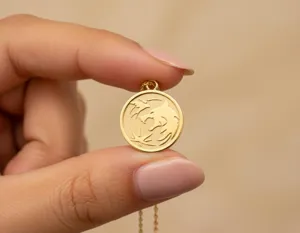 Wolf Pendant Necklace: Gold Plated Round Wolf Design – 2