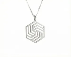 Geometric Pendant Necklace - Hexagonal Gold Finish Design – 5