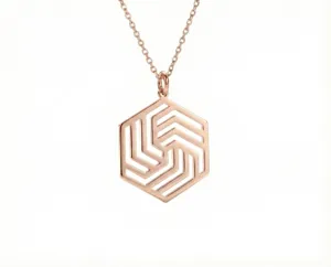 Geometric Pendant Necklace - Hexagonal Gold Finish Design – 6